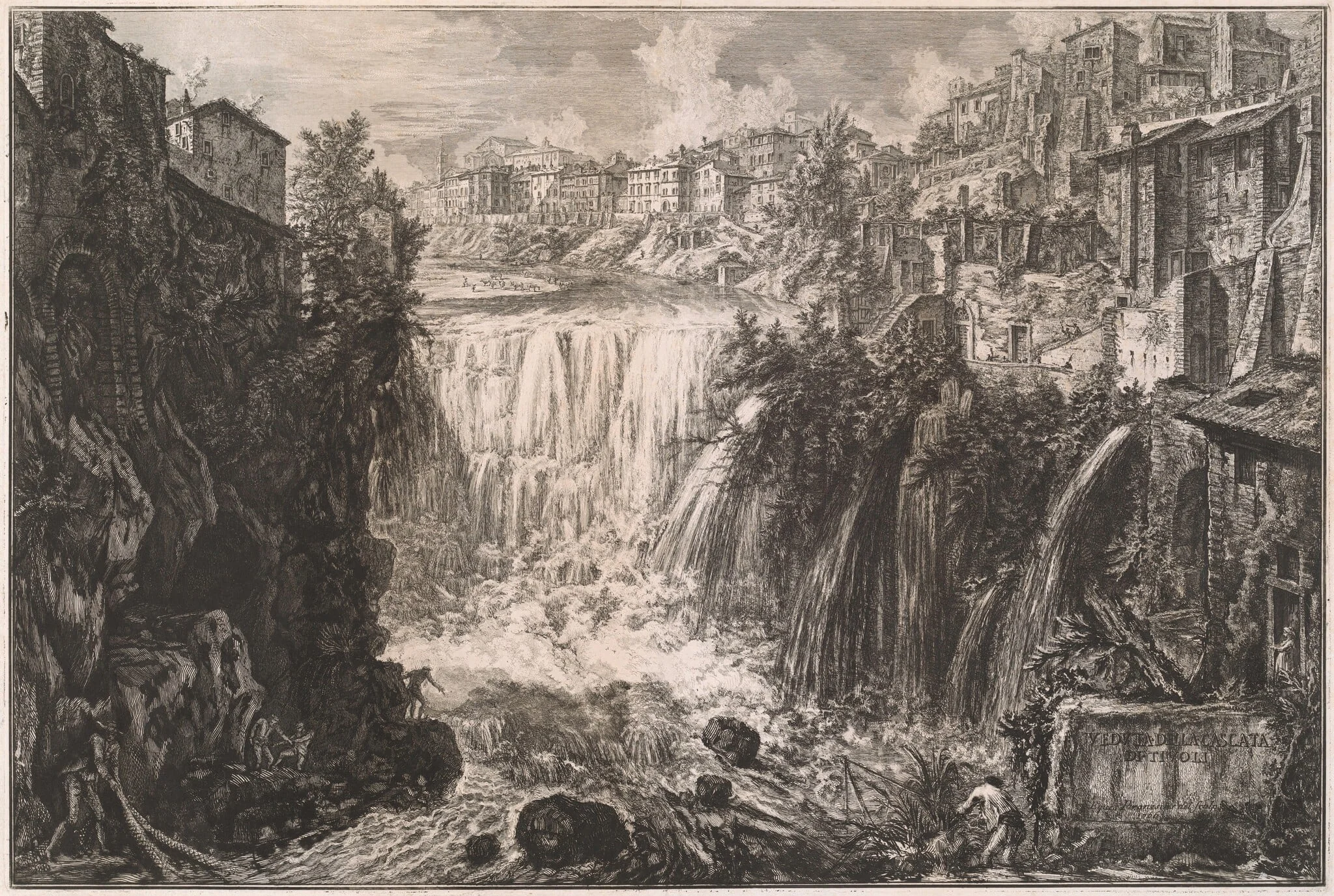 Veduta della Cascata di Tivoli, detail