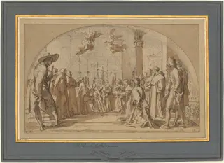 The Death of the Blessed Buonagiunta Manetti, by Bernardino Poccetti, chalk, 1612