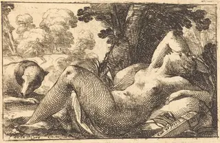 Diana Recumbent, by Laurent de La Hyre, ink, 1624