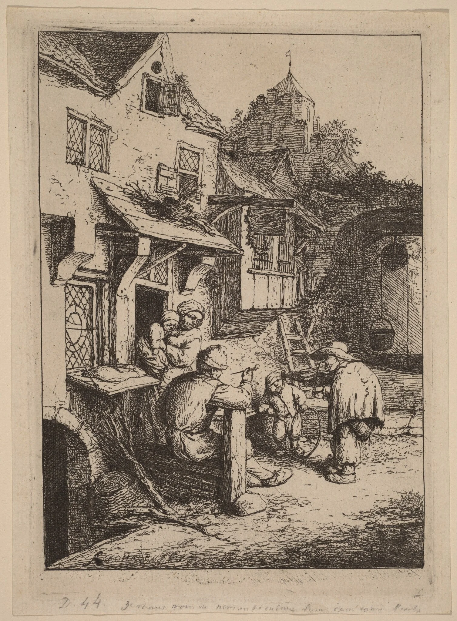 Peasant Family Entertained by a Fiddler with a Hunchback, detail