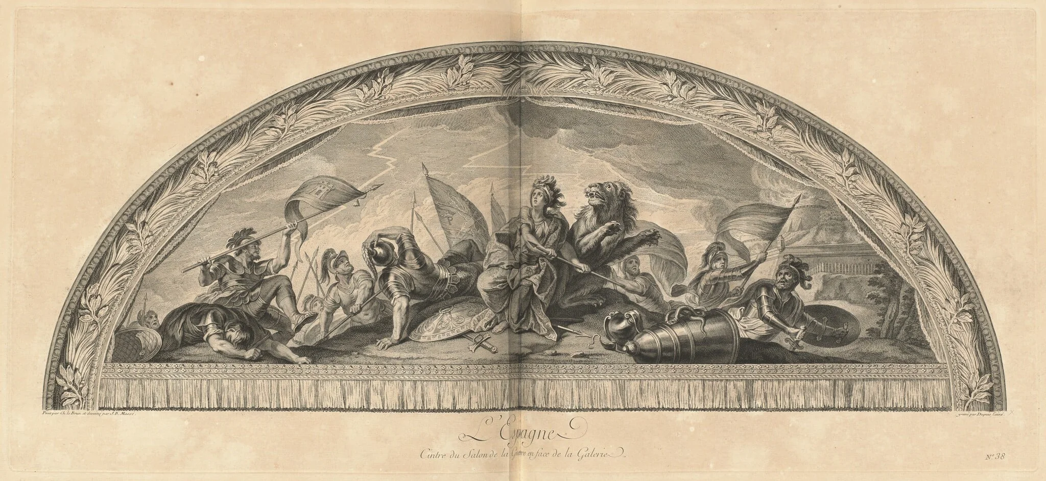 L'Espagne Cintre du Salon de la Guerre en face de la Galerie (Spain, Center of the Salon of War Opposite the Gallery) [pl. 38], detail