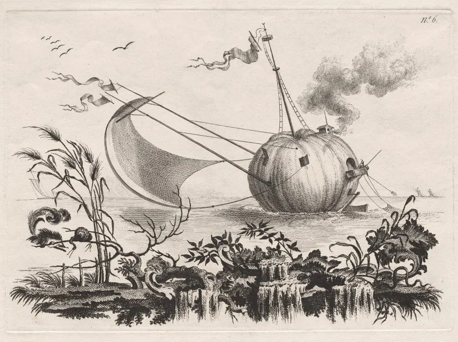 A Pumpkin Used as a Fishing Boat, detail