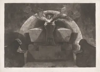 Tomb with Death Standing, by Louis-Jean Desprez, ink, 1782