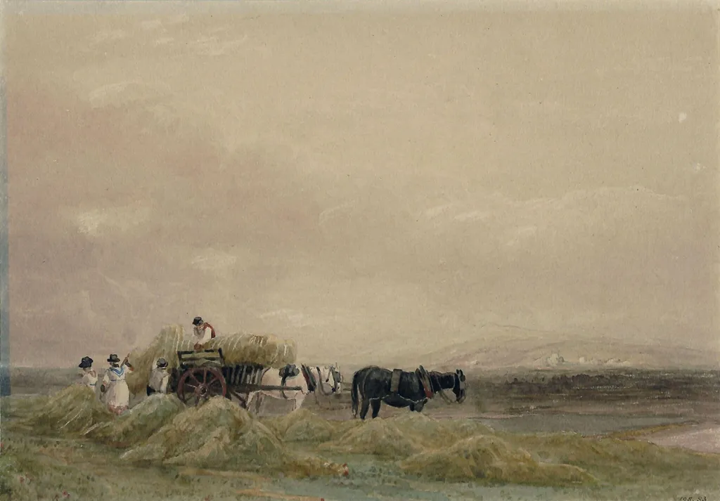 Hay Field, by David Cox, watercolor, 1822