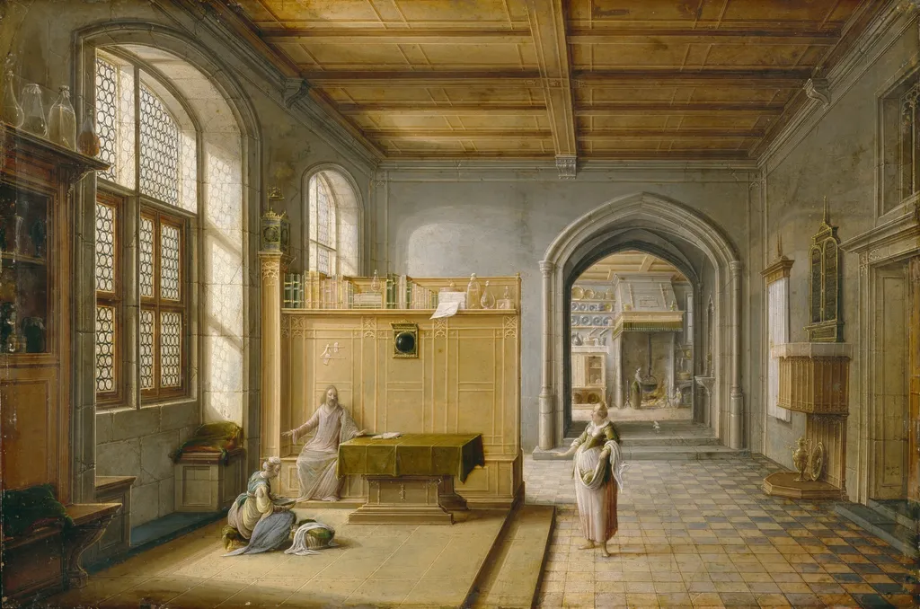 Christ in the House of Martha and Mary, by Hendrik van Steenwijk II, oil, 1620