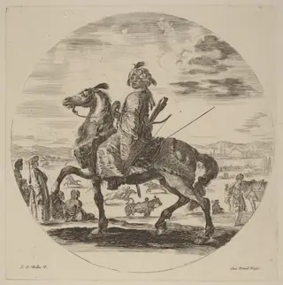 Moorish Cavalier, by Stefano Della Bella, ink, 1637
