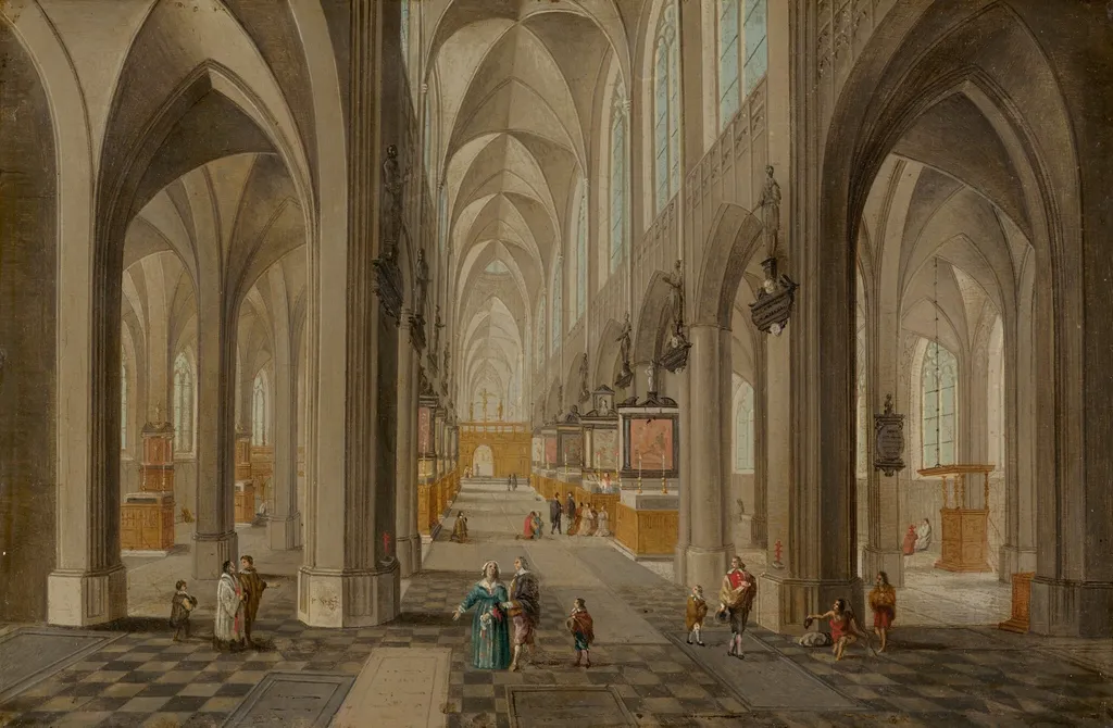 Antwerp Cathedral, by Pieter Neefs the Elder, oil, 1652