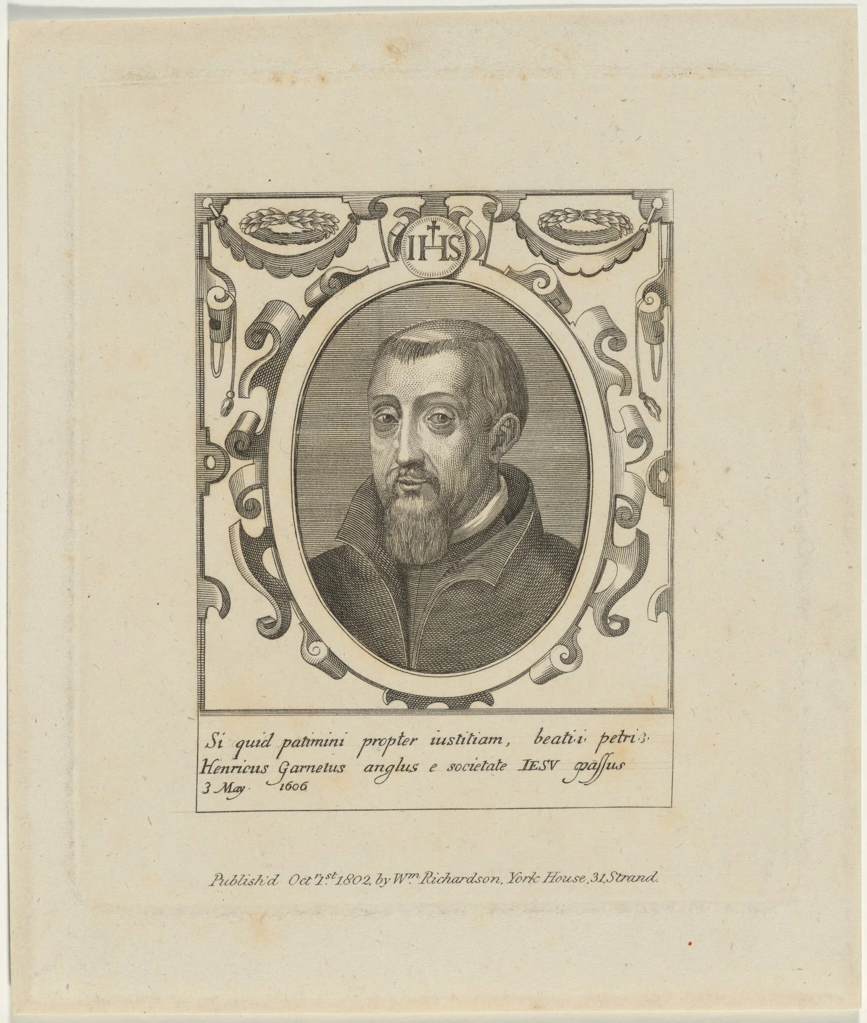 Henry Garnett, Jesuit Priest, detail