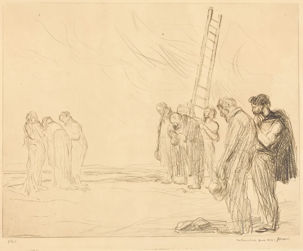 Le calvaire (2e planche) (Calvary) (second plate), by Jean-Louis Forain, graphite, 1902
