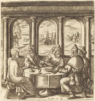 Christ Teaching, by Léonard Gaultier, ink, 1578
