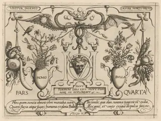 Archetypa studiaque patris Georgii Hoefnagelii [Part 4, Title Page], by Jacob Hoefnagel, ink, 1592