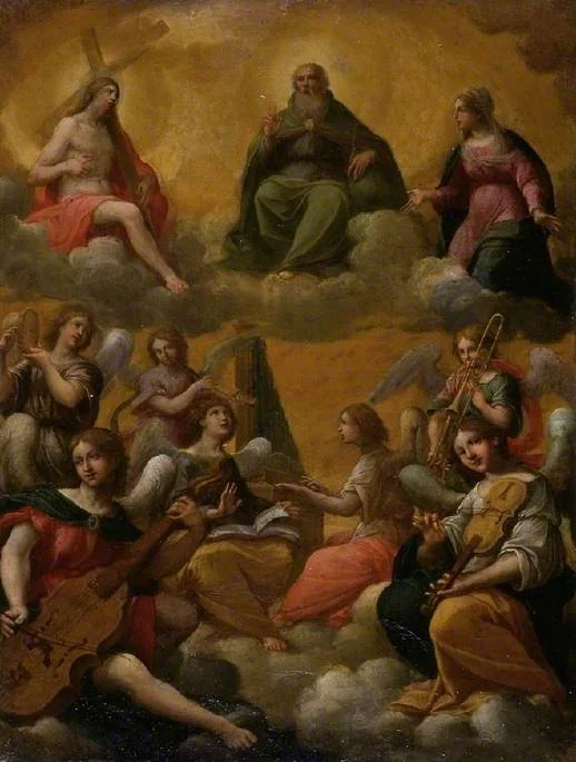 The Trinity with the Virgin Mary and Musician Angels, detail