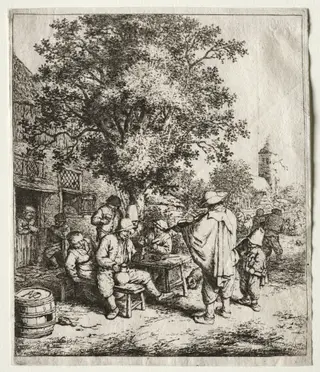 The fiddler and the hurdy-gurdy boy, by Adriaen van Ostade, 1655