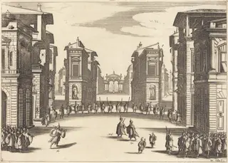 Il Solimano, Act III, by Jacques Callot, ink, 1620