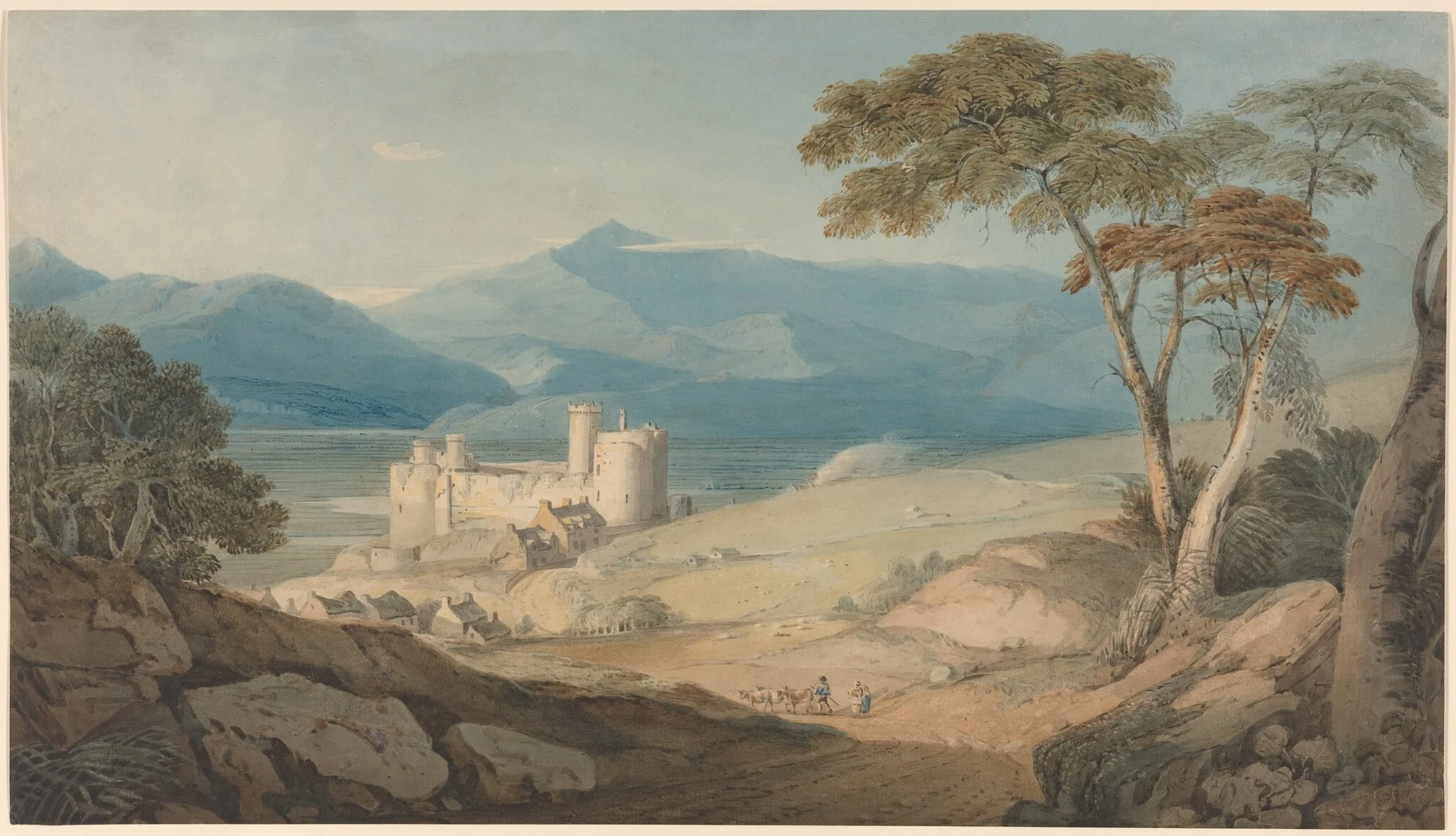 Harlech Castle and Snowdon, detail