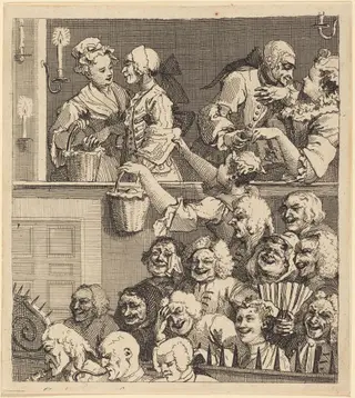 The Laughing Audience, by William Hogarth, ink, 1733