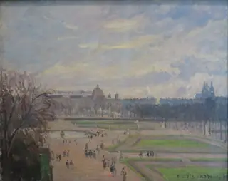 The Tuileries Gardens, Bright Cloudy Weather, by Camille Pissarro, oil, 1900