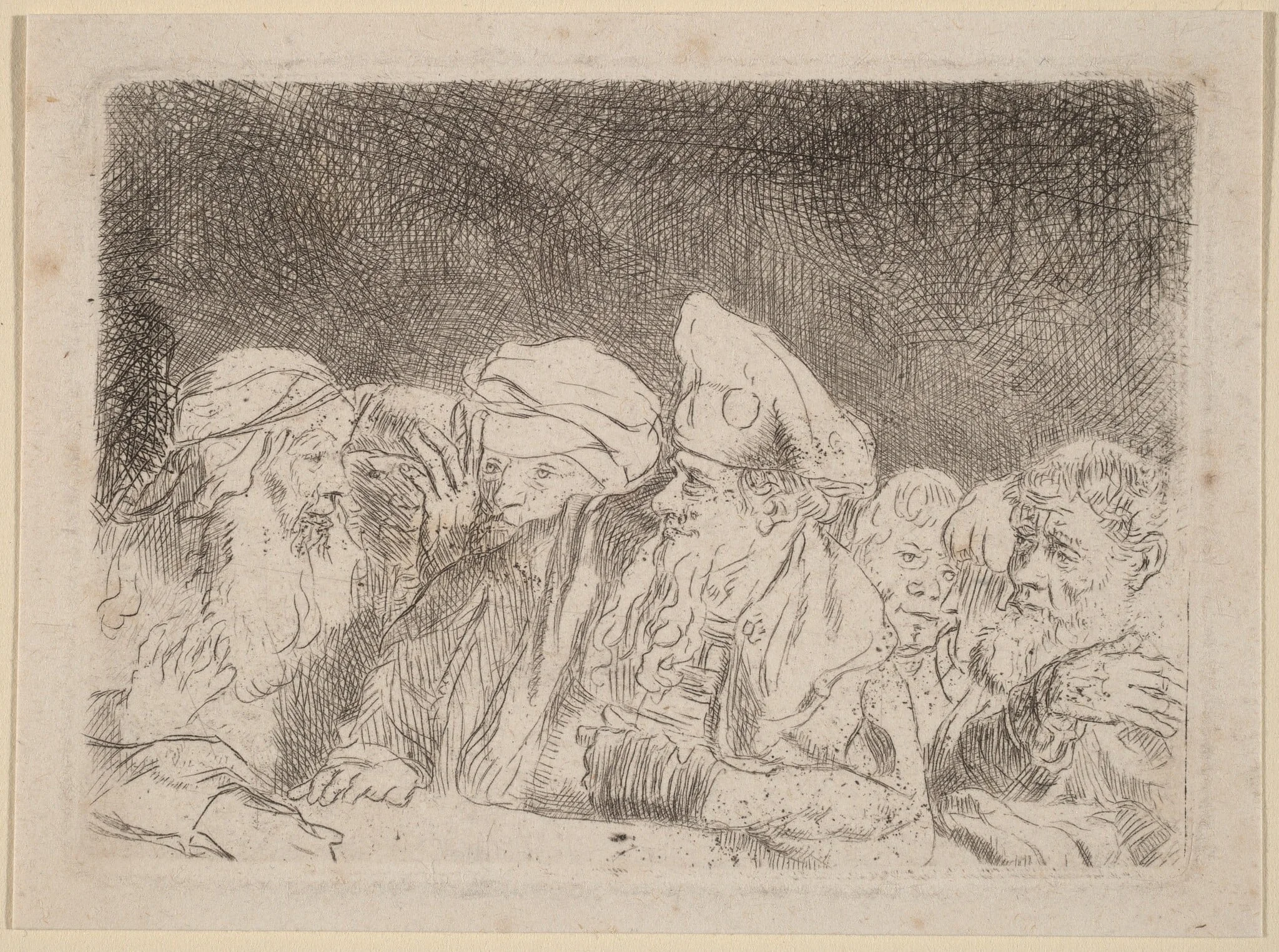 The Pharisees Debating (Fragment from the Hundred Guilder Print), detail