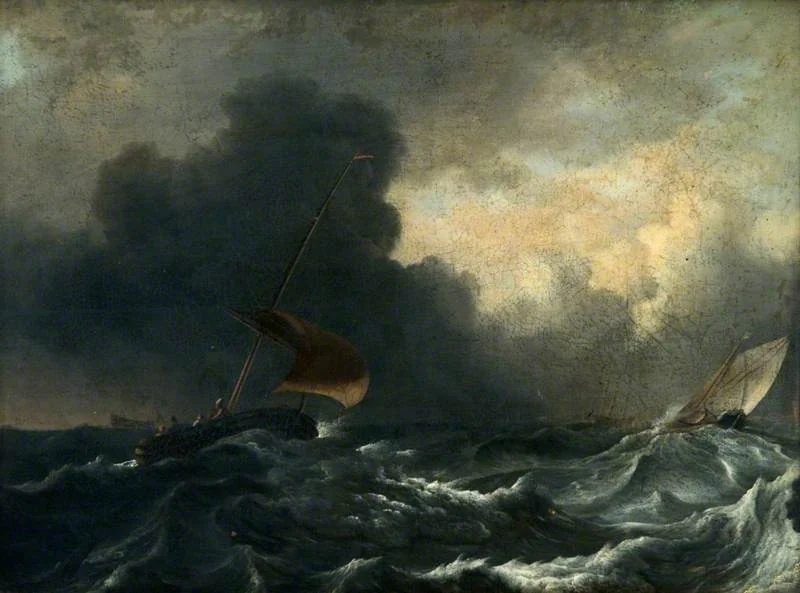 Fishing Boats off the Coast in a Gale, detail