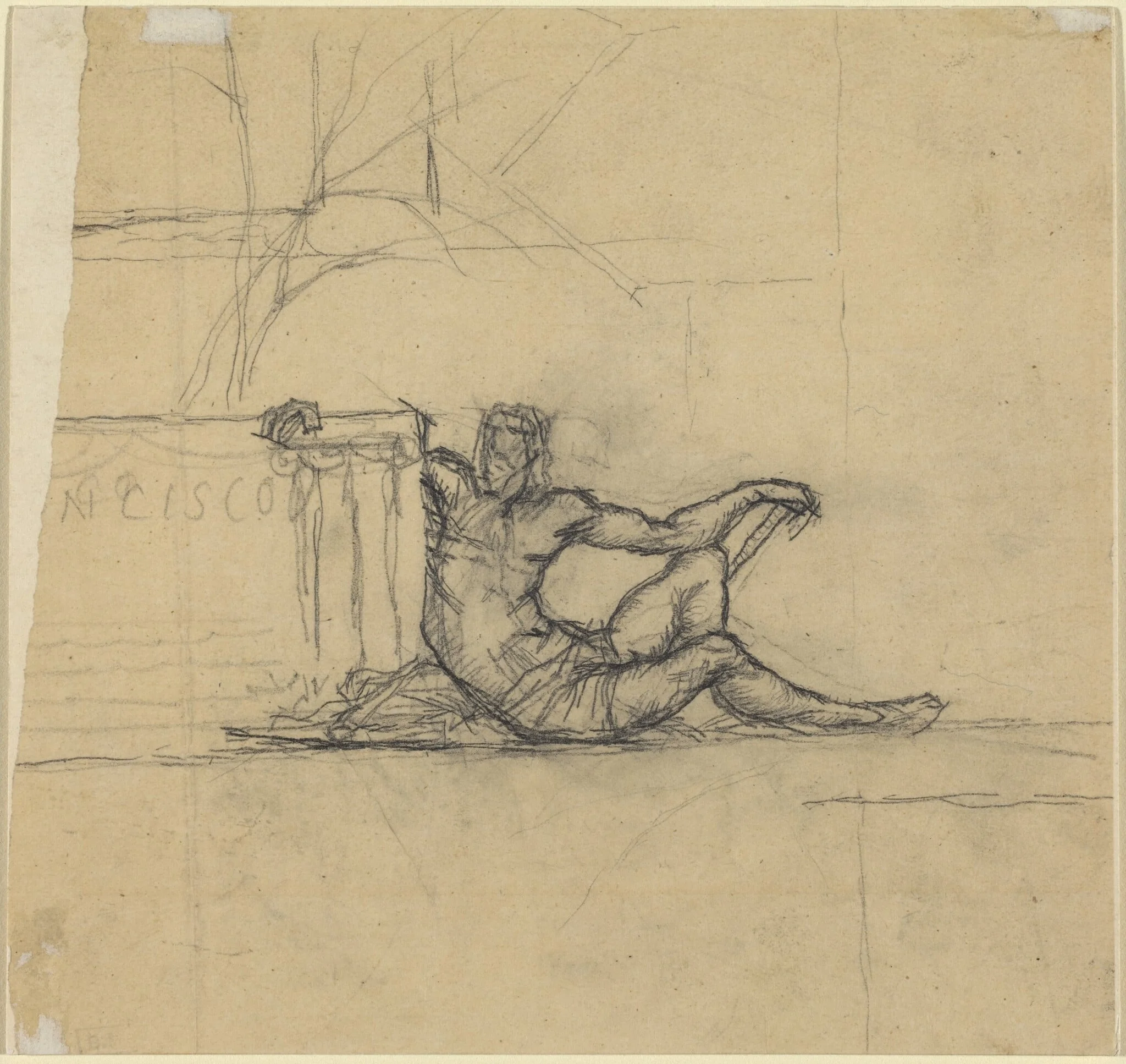 Seated Male Figure for "San Francisco", detail