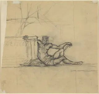Seated Male Figure for "San Francisco", by Charles Meryon, graphite, 1856