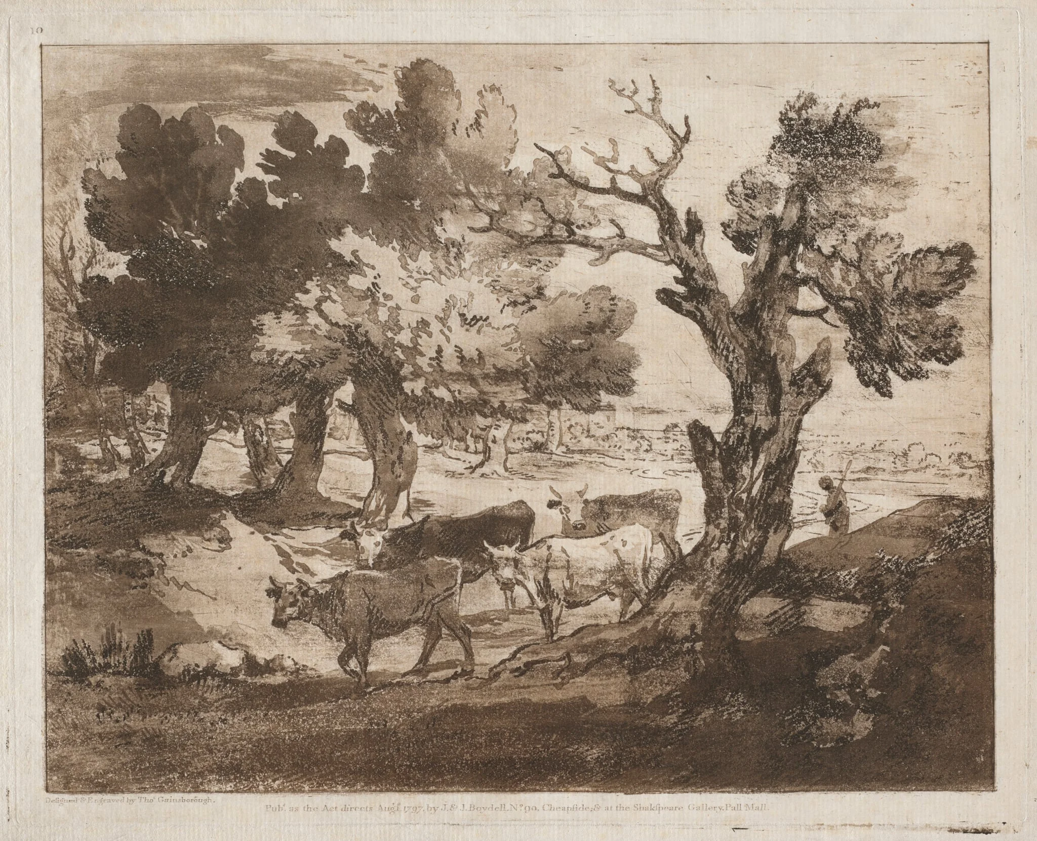 Wooded Landscape with Herdsman and Cows, detail