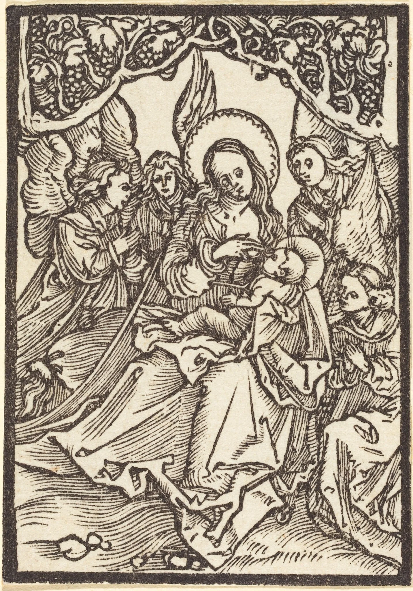 The Virgin Nursing the Christ Child with Four Angels, detail
