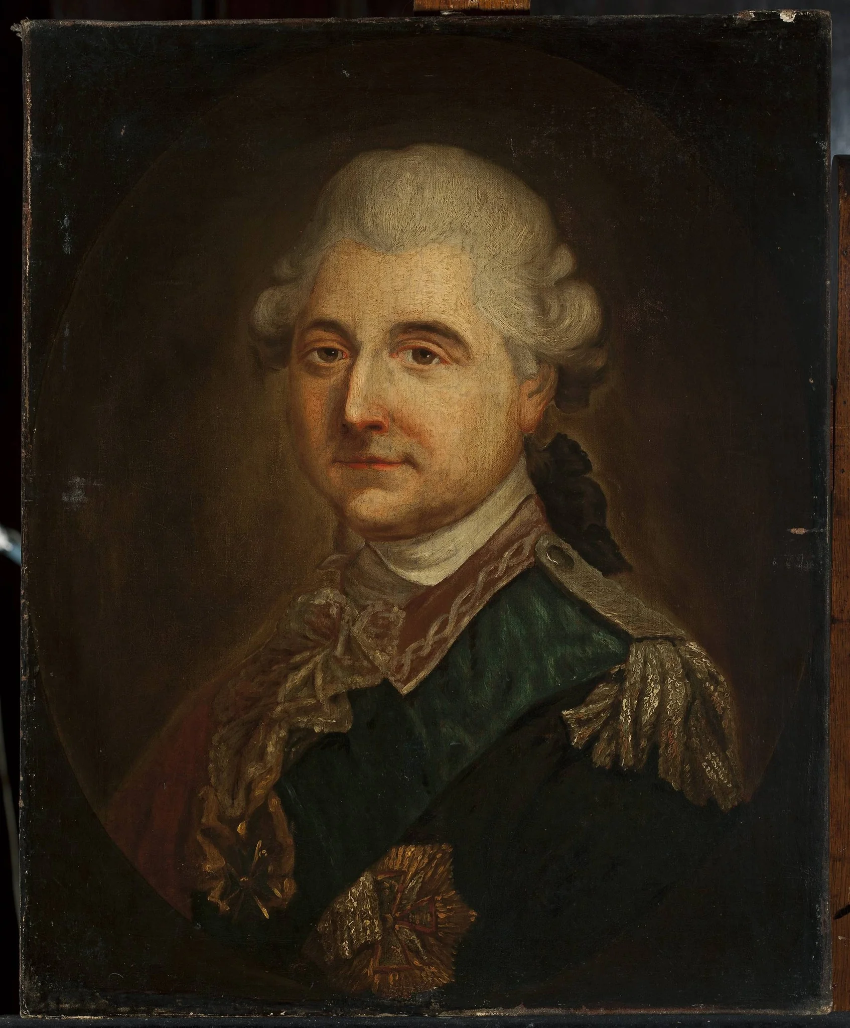 Portrait of Stanisław August Poniatowski in the uniform of the head of the Corps of Cadets, detail