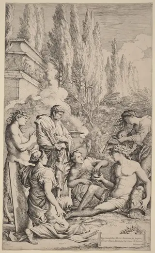 The Genius of Salvator Rosa, by Salvator Rosa, ink, 1644