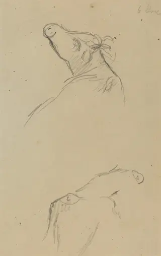 Two Cow's Heads [verso], by Paul Gauguin, graphite, 1886