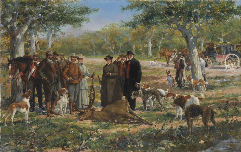 Cacería en los Llanos, by Manuel Alcázar y Ruiz, oil, 1909