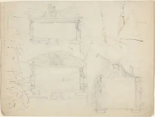 Designs for Monuments [recto and verso], by John Flaxman, graphite, 1790