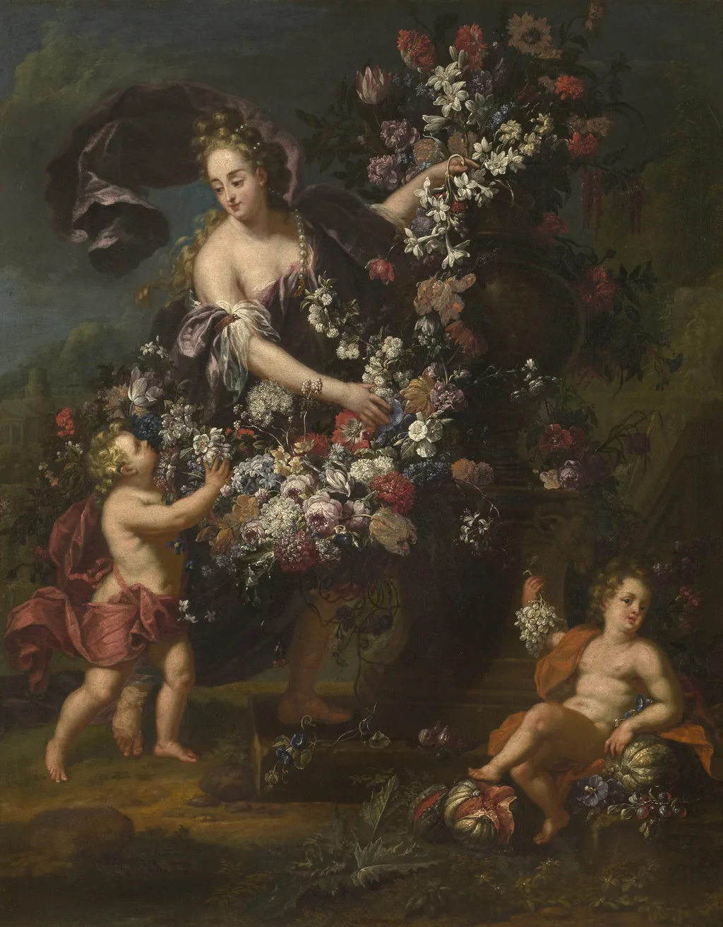 Allegorical Figure with Flowers (KMSKA 771), by Gaspar Peeter Verbruggen the Younger, oil, 1698