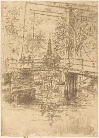 Little Drawbridge, Amsterdam, by James McNeill Whistler, ink, 1889