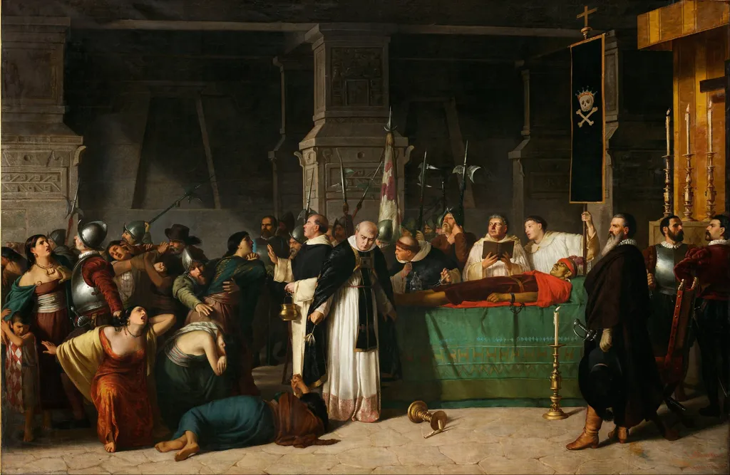 The Funerals of Inca Atahualpa, by Luis Montero, oil, 1867