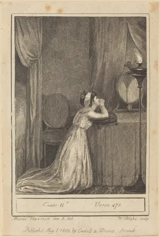 Canto II, Verse 471, by William Blake, ink, 1803