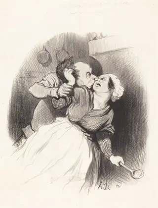 Un Retour de jeunesse, by Honoré Daumier, ink, 1845