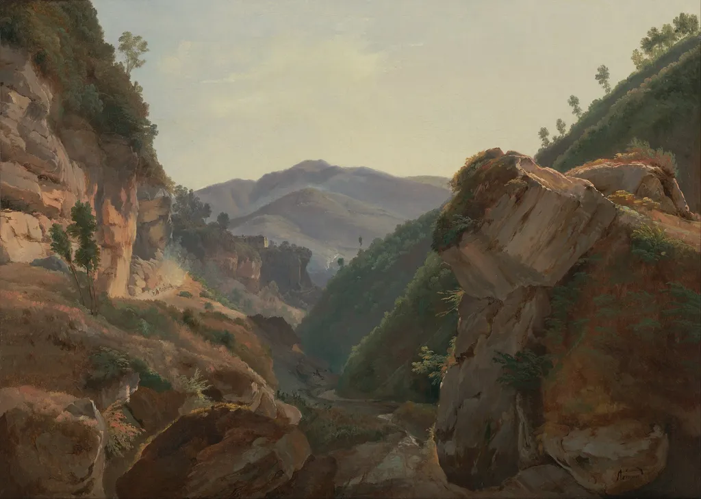 Mountain Landscape with Road to Naples, by Jean-Charles-Joseph Rémond, oil, 1821