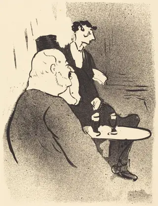 Ducarre at the Ambassadeurs (Ducarre aux ambassadeurs), by Henri de Toulouse-Lautrec, ink, 1893