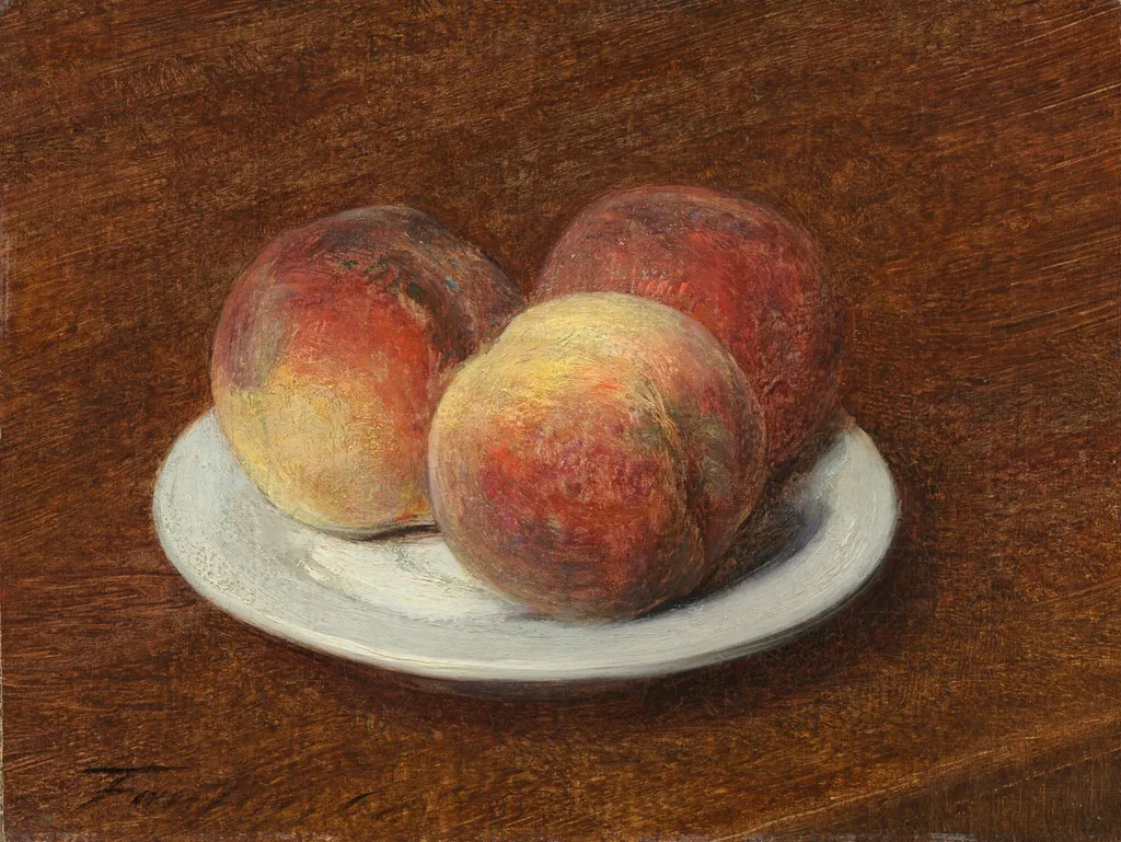 Three Peaches on a Plate, by Henri Fantin-Latour, oil, 1868