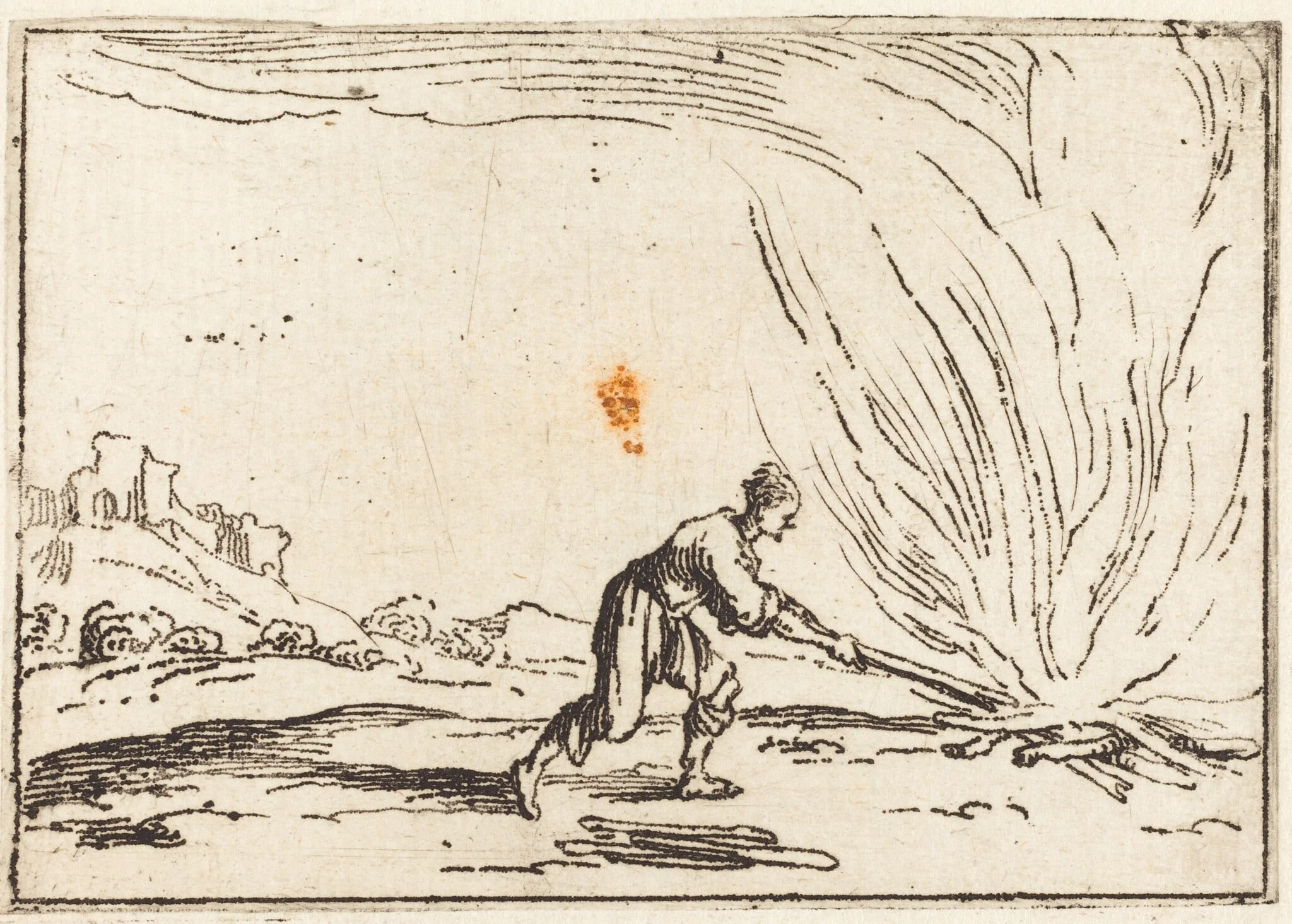 Man Attending a Fire, detail