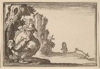 Peasant Defecating, by Edouard Eckman, ink, 1621