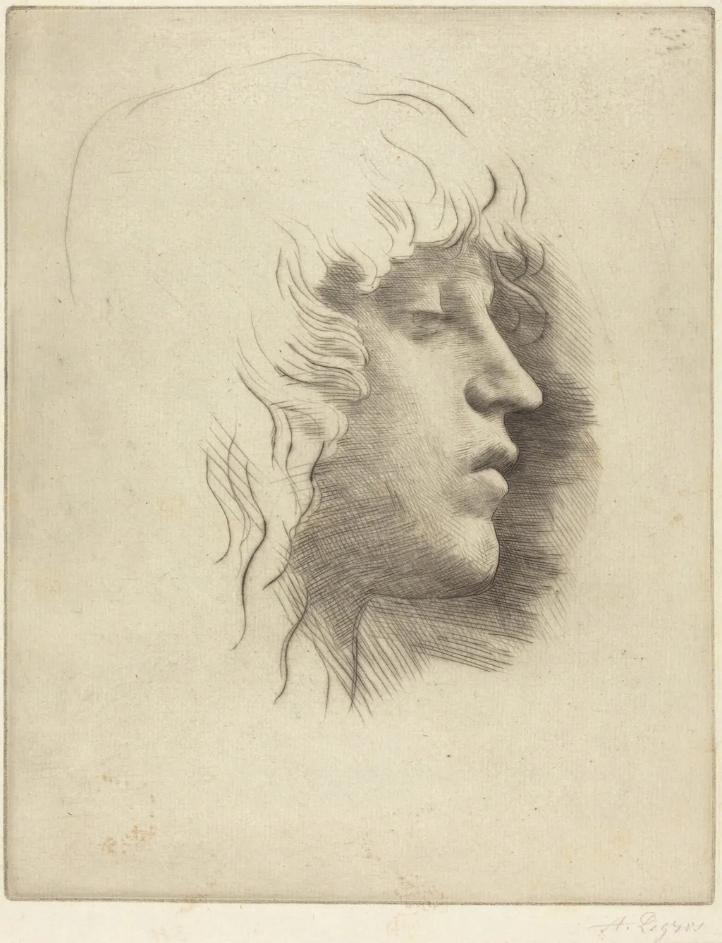 Head of a Young Girl (Tete de jeune fille), by Alphonse Legros, ink, 1874