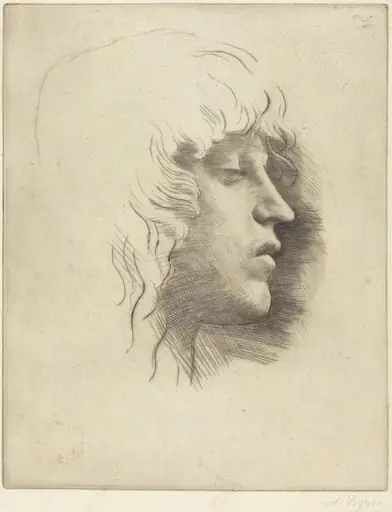 Head of a Young Girl (Tete de jeune fille), by Alphonse Legros, ink, 1874