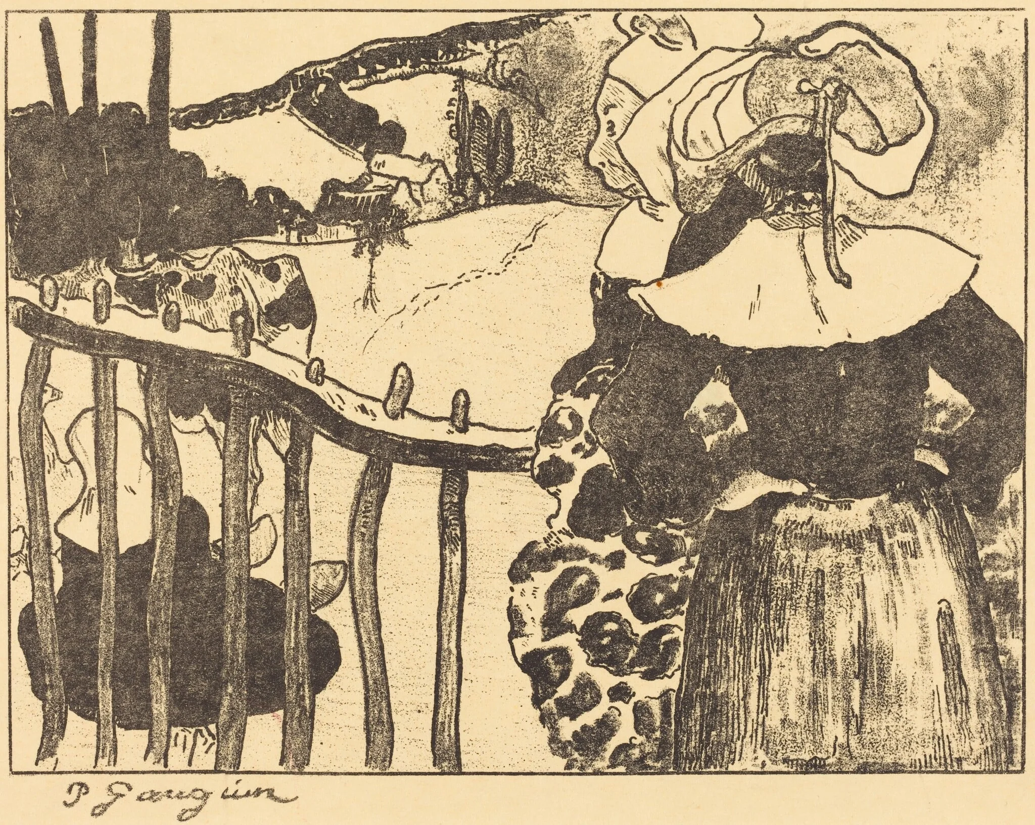 Breton Women beside a Fence (Bretonnes à la barrière), detail