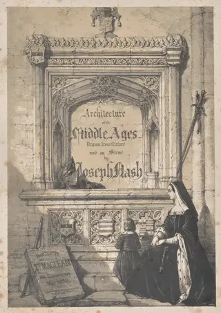 Architecture of the Middle Ages:  Title Page - In Croyden Church, by Joseph Nash, 1838