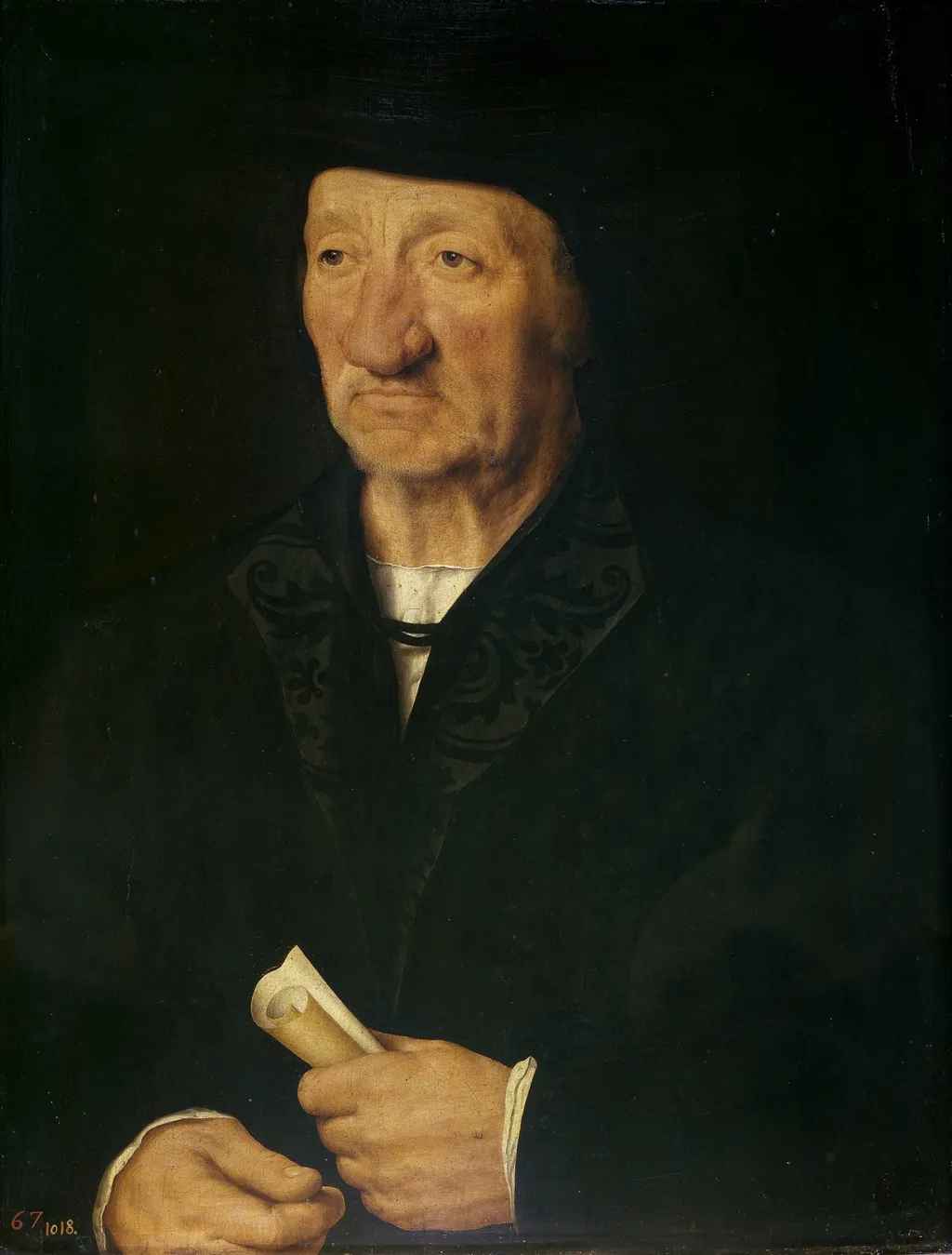 Portrait of an Old Man, by Joos van Cleve, oil, 1525