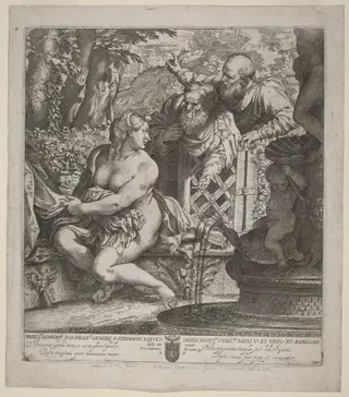 Susanna and the Elders, by Annibale Carracci, ink, 1592