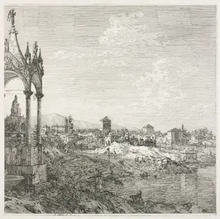 Views:  The Sepulcher of a Bishop, by Canaletto, 1740