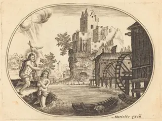 The Baptism of Christ, by Balthasar Moncornet, ink, 1634